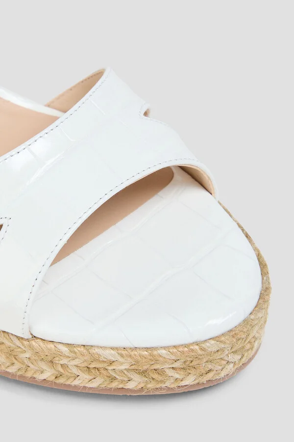 Zuzu croc-effect leather espadrille wedge sandals - Image 4