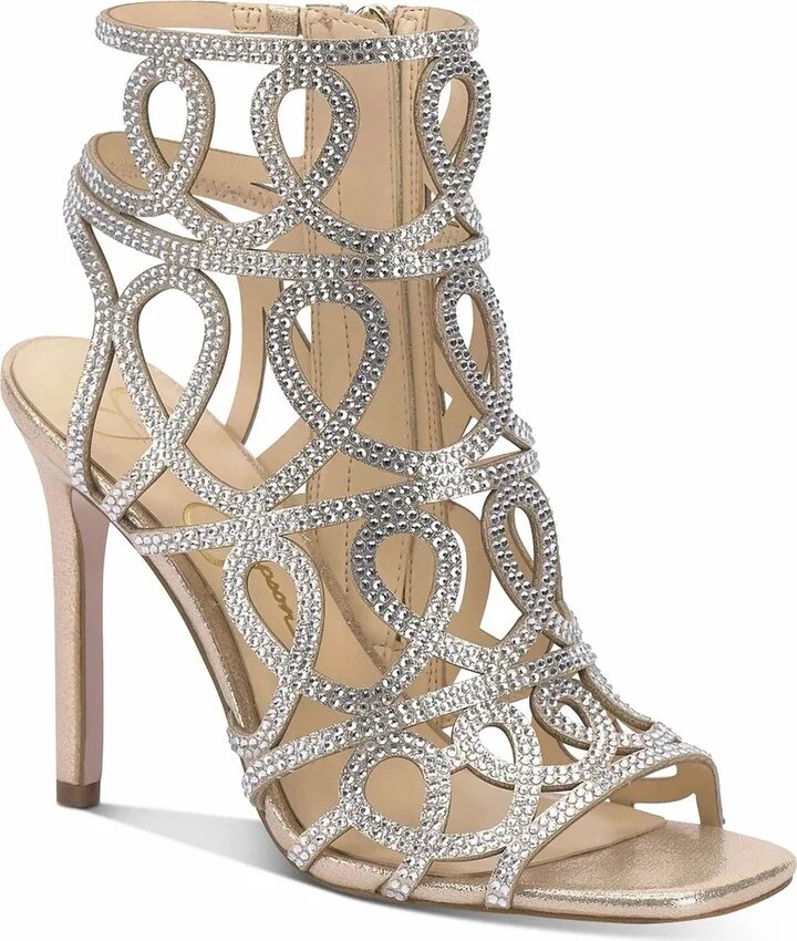 Women's Opalite Rhinestone Gold Formal Stiletto Heel Sandal In Champagne